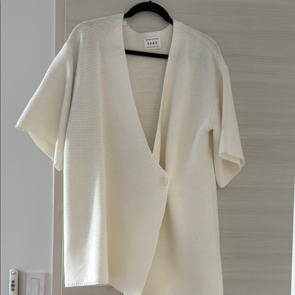Sabo Skirt Cream Knit Short-Sleeve Cardigan